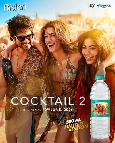 Bisleri Launches Limited Edition Cocktail 2 Bottles Featuring Shahid Kapoor, Kriti Sanon And Rashmika Mandanna