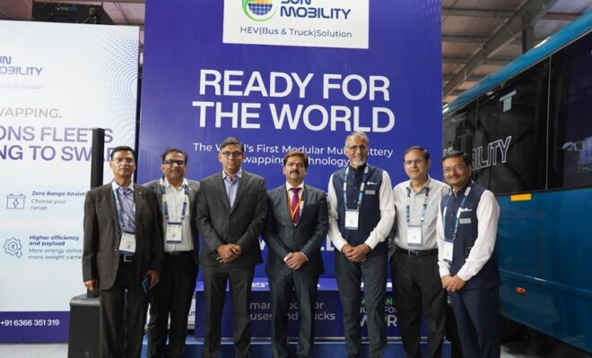 Sun Mobility Hev Business Showcases The World's First Modular Multi Battery Swappable Solution With The Tata Starbus Ev Platform At Prawaas 5.0