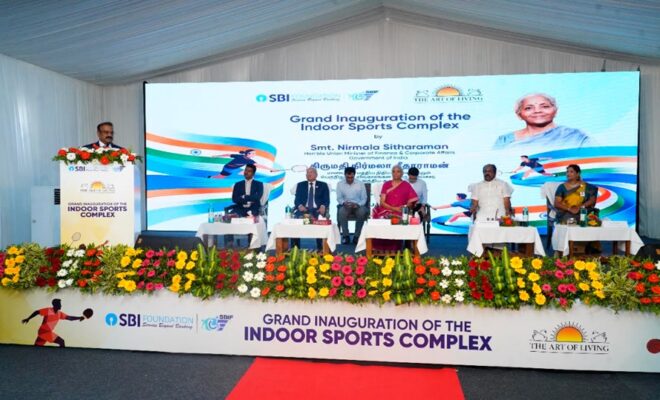 Union Minister Of Finance And Corporate Affairs Inaugurates Indoor Sports Complex In Tiruchuli