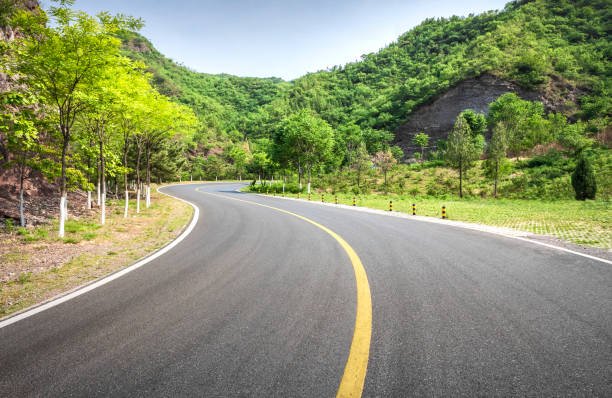 Curved mountain road,